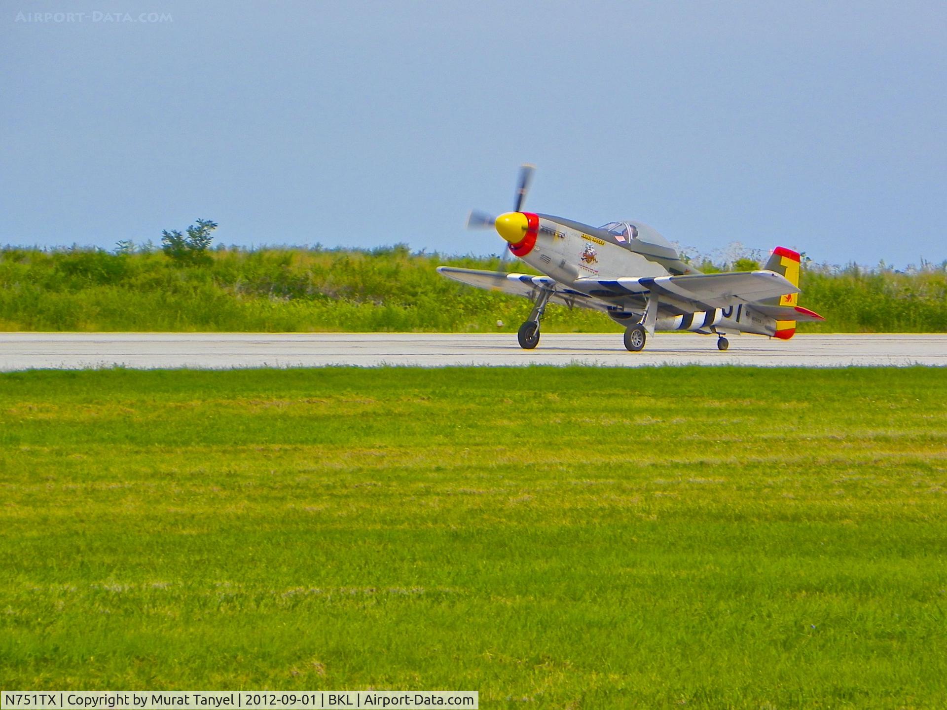 N751TX, Titan T-51 Mustang C/N 0007, Landing after its fly-overs at the 2012 Cleveland National Air Show