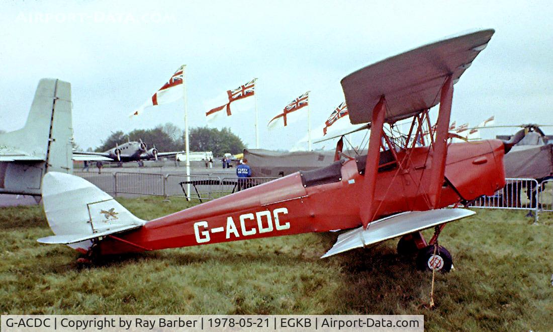 G-ACDC, 1933 De Havilland DH-82A Tiger Moth II C/N 3177, De Havilland DH.82A Tiger Moth [3177] Biggin Hill~G 21/05/1978. Image taken from a slide.