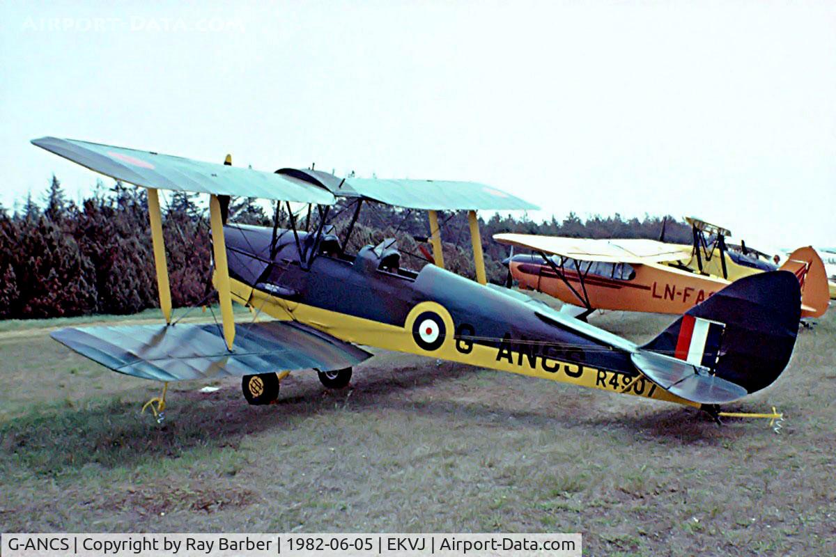 G-ANCS, 1939 De Havilland DH-82A Tiger Moth II C/N 82824, De Havilland DH.82A Tiger Moth [82824] Stauning~OY 05/06/1982. Image taken from a slide.