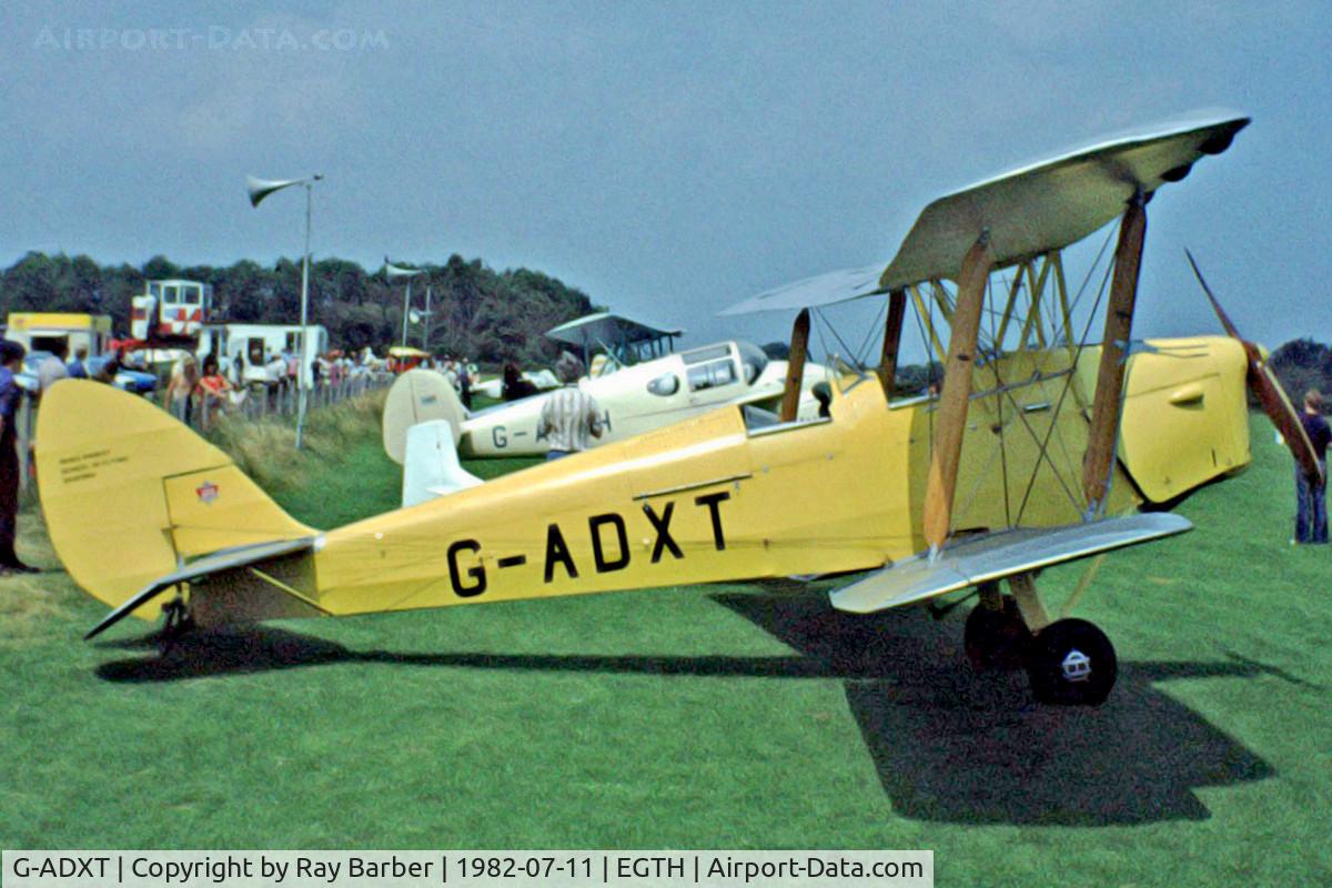 G-ADXT, 1935 De Havilland DH-82A Tiger Moth II C/N 3436, De Havilland DH.82A Tiger Moth [3436] Old Warden~G 11/07/1982. Image taken from a slide.