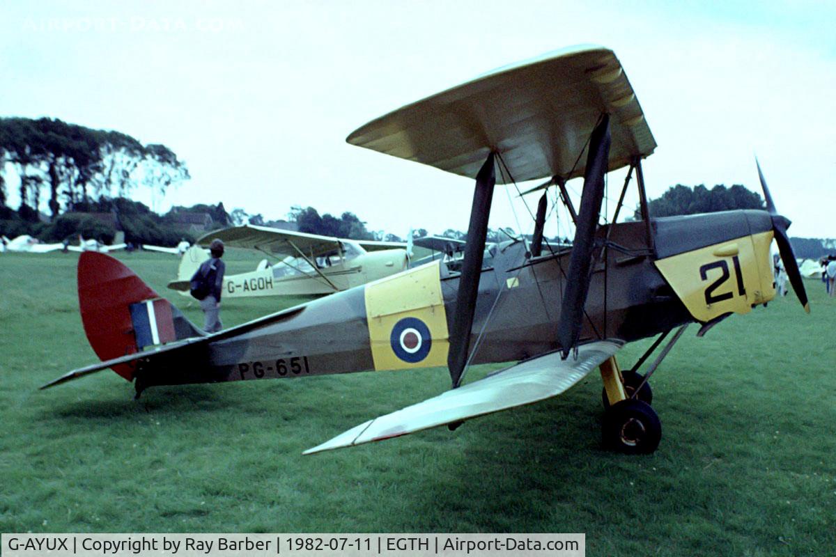 G-AYUX, 1944 De Havilland DH-82A Tiger Moth II C/N 86560, De Havilland DH.82A Tiger Moth [86560] Old Warden~G 11/07/1982. Image taken from a slide.