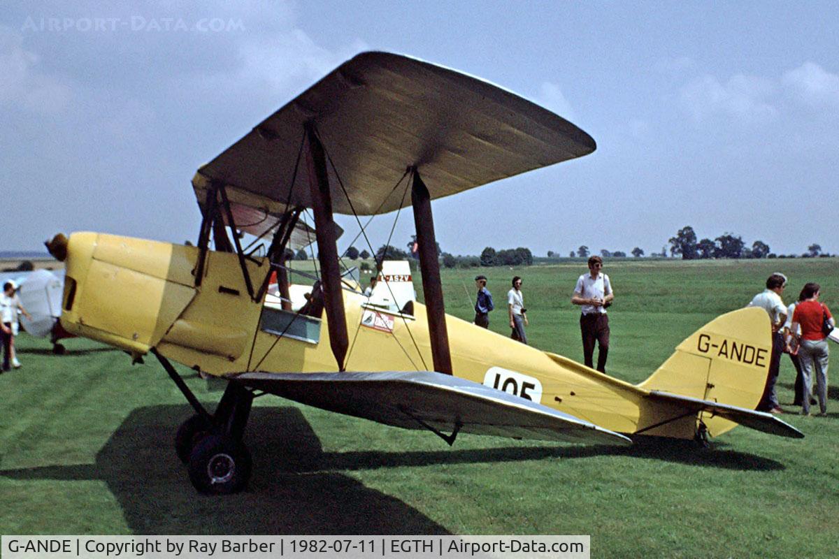 G-ANDE, 1943 De Havilland DH-82A Tiger Moth II C/N 85957, De Havilland DH.82A Tiger Moth [85957] Old Warden~G 11/07/1982. Image taken from a slide.