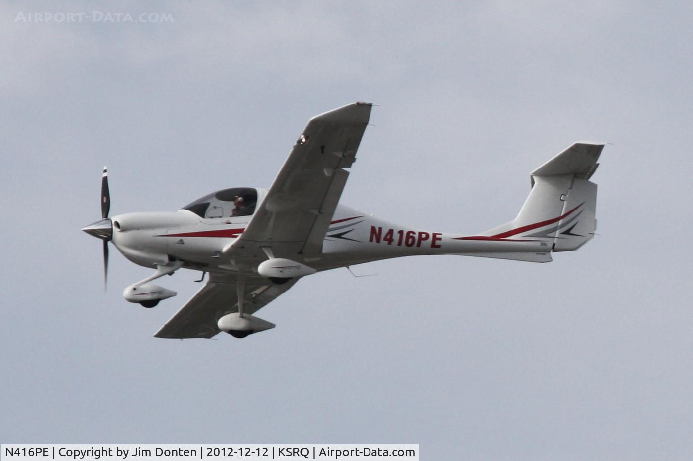 N416PE, Diamond DA-40 Diamond Star C/N 40.1124, Diamond Star (N416PE) departs Runway 22 at Sarasota-Bradenton International Airport