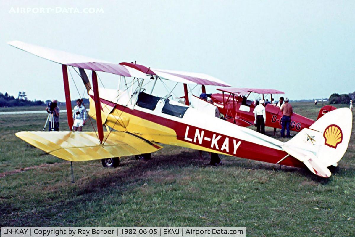 LN-KAY, 1941 De Havilland DH-82A Tiger Moth II C/N 84616, De Havilland DH.82A Tiger Moth [84616] Stauning~OY 05/06/1982. Image taken from a slide.