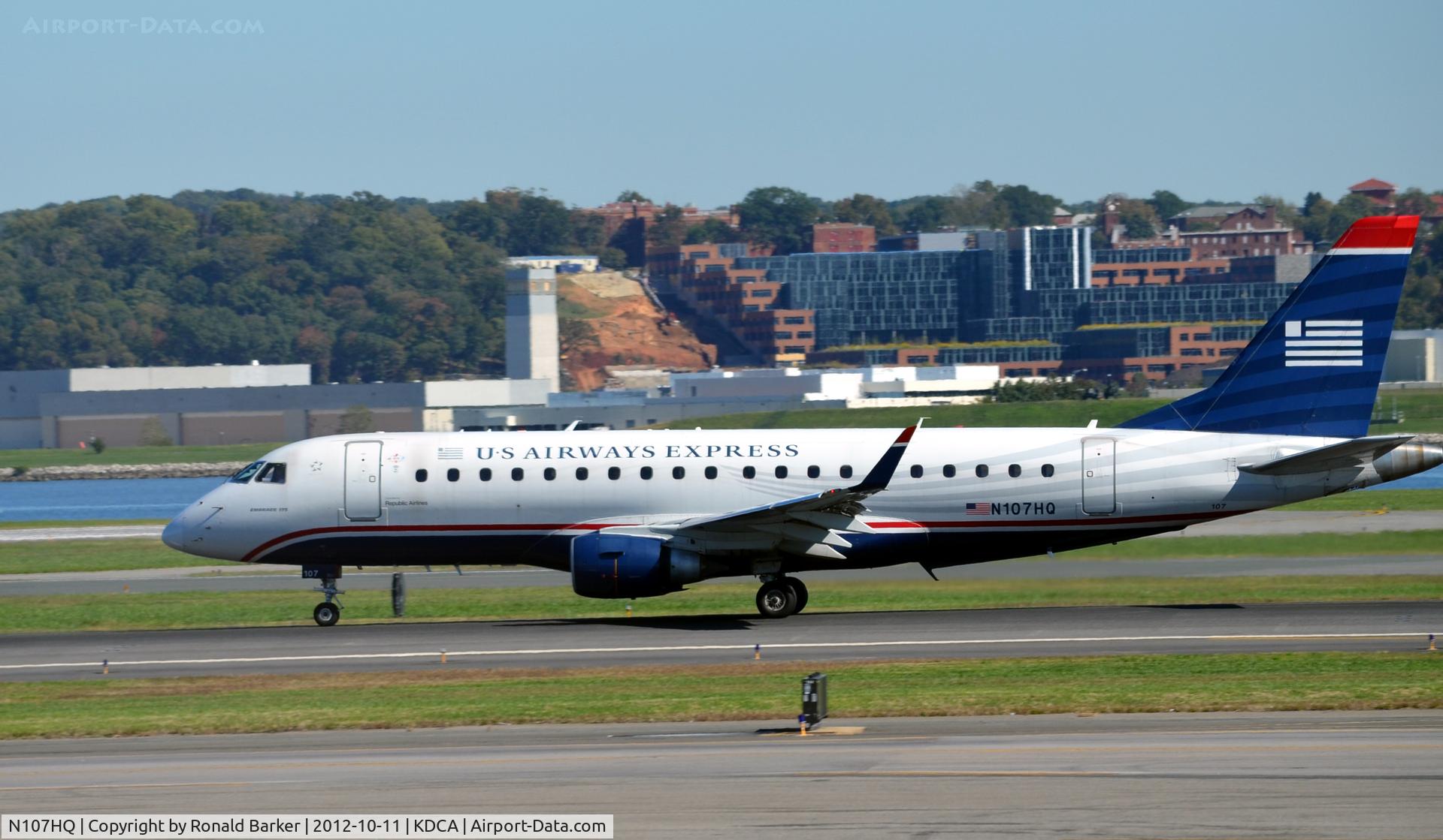 N107HQ, 2007 Embraer 175LR (ERJ-170-200LR) C/N 17000165, Takeoff DCA