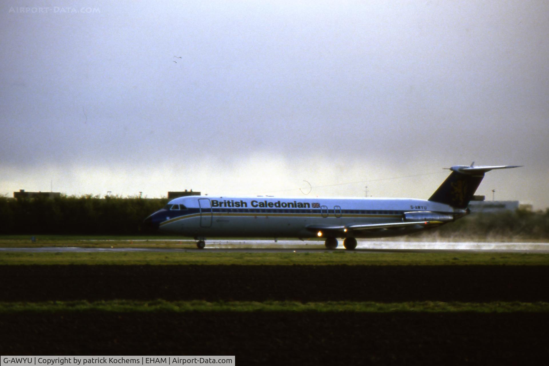 G-AWYU, 1969 BAC 111-501EX One-Eleven C/N BAC.177, Take off British Caledonian BAC 111 on Amsterdam Schiphol Airport