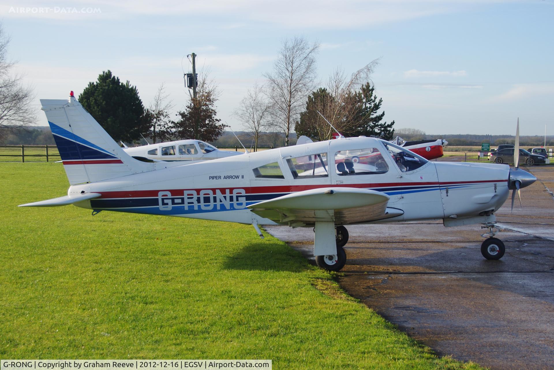 G-RONG, 1973 Piper PA-28R-200 Cherokee Arrow II C/N 28R-7335148, Parked at Old Buckenham.
