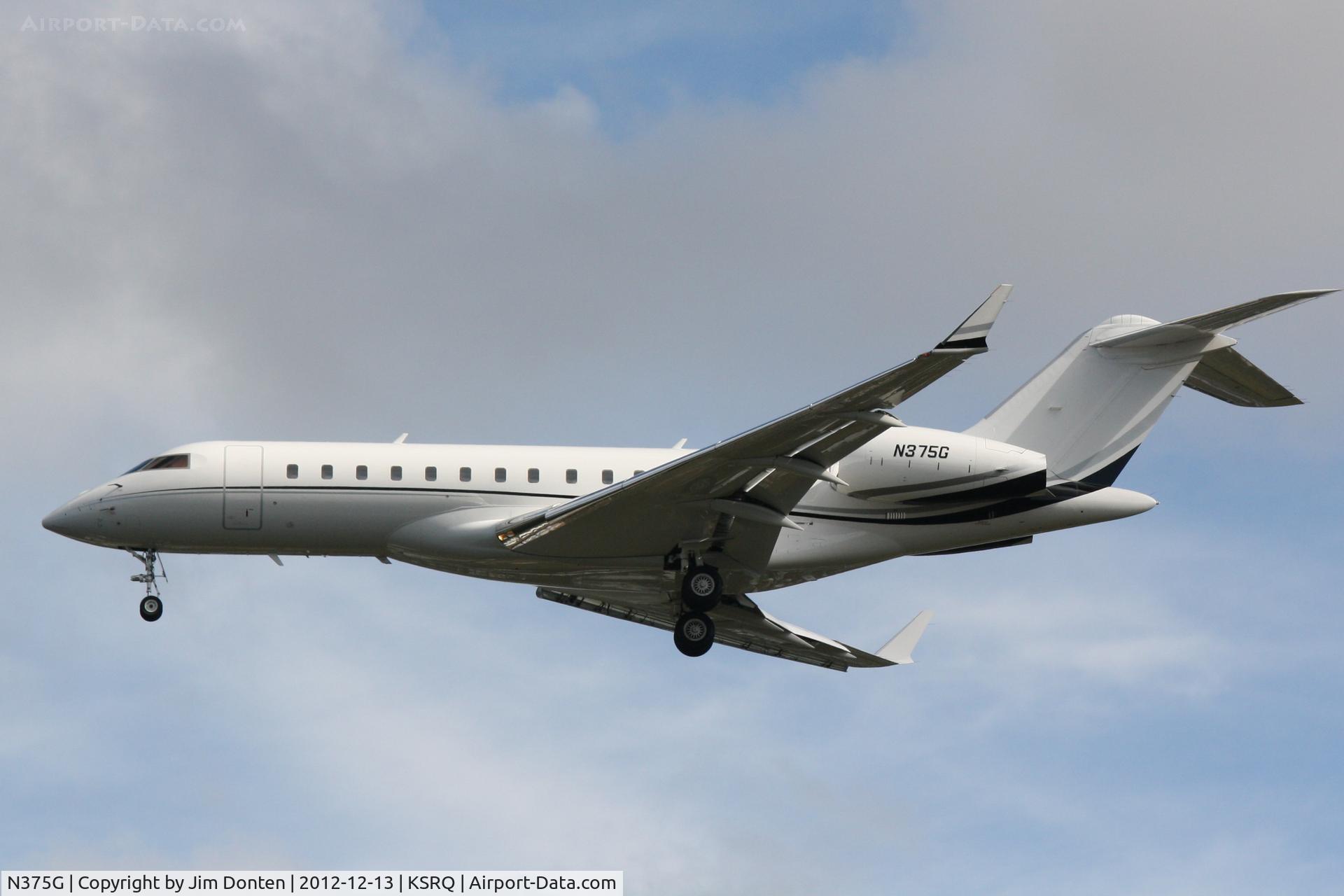 N375G, 2007 Bombardier BD-700-1A10 Global Express C/N 9242, Bombardier Global Express (N375G) on approach to Sarasota-Bradenton International Airport