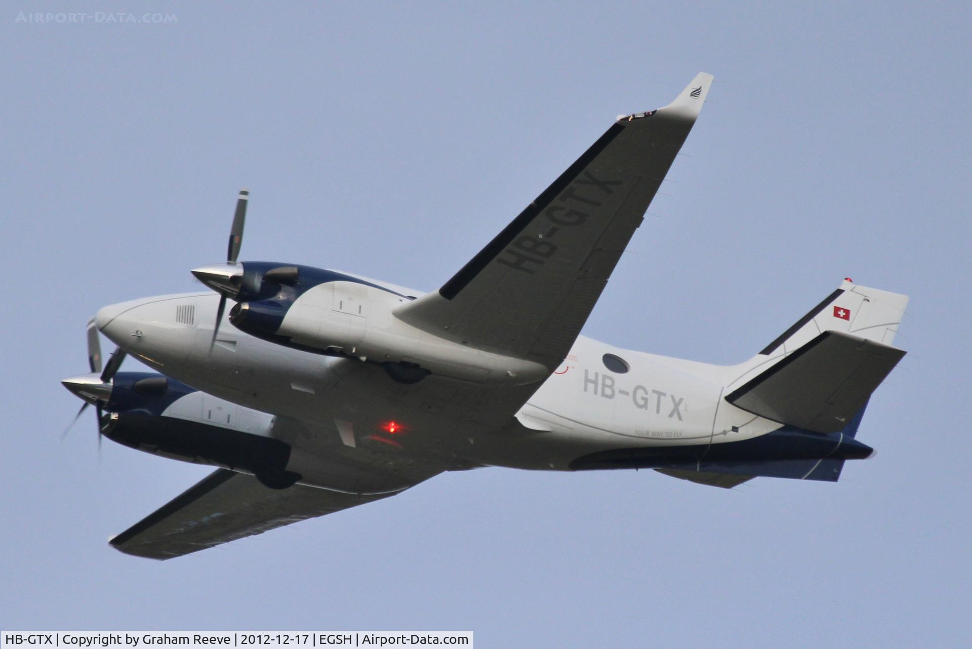 HB-GTX, 2011 Hawker Beechcraft C90GTI King Air C/N LJ-2032, Just taken off.