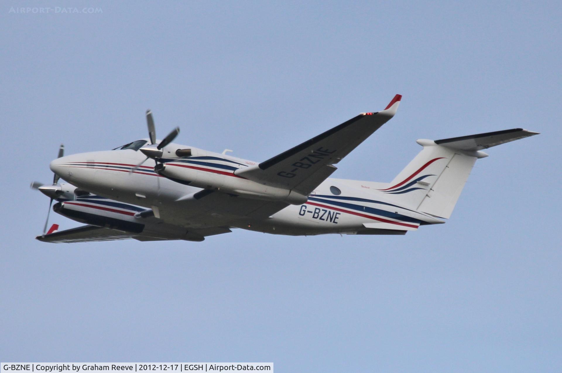 G-BZNE, 2000 Raytheon King Air 350 (B300) C/N FL-286, Just taken off.