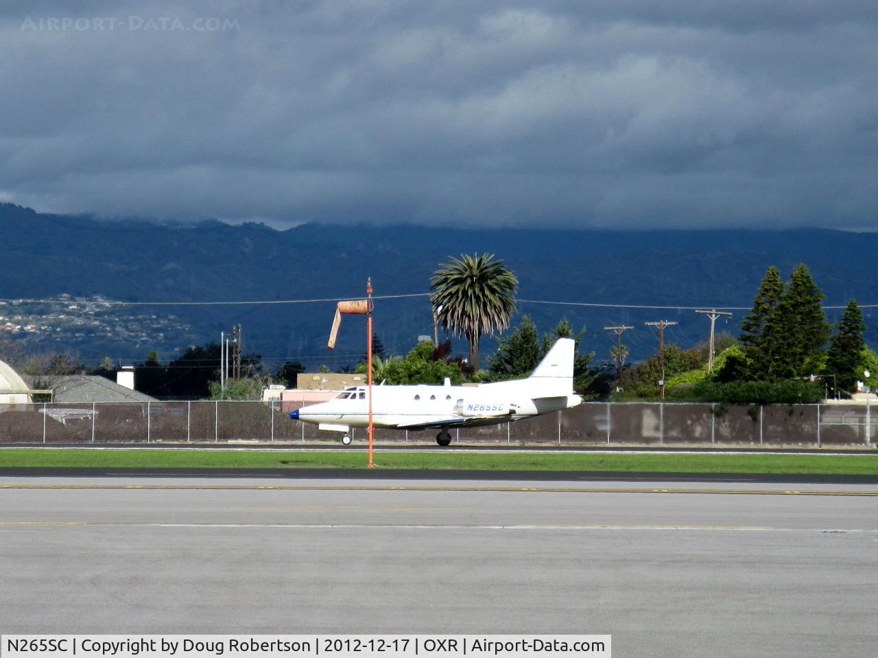 N265SC, 1973 North American NA-265-40 Sabreliner C/N 282-117, 1973 North American NA-297 Series 40 SABRELINER commercially finished/marketed by sole distributor Remmert-Werner. Two P&W JT12A-8 3.300 lb st each. Takeoff roll Rwy 25.