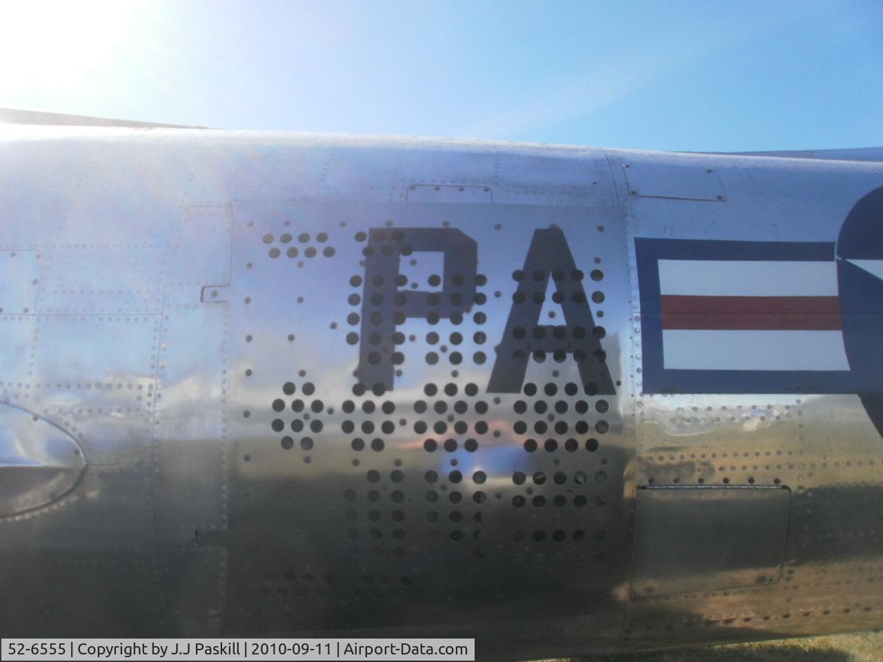 52-6555, 1952 Republic F-84F Thunderstreak C/N Not found 52-6555, notice- PA is painted on the Speed brake