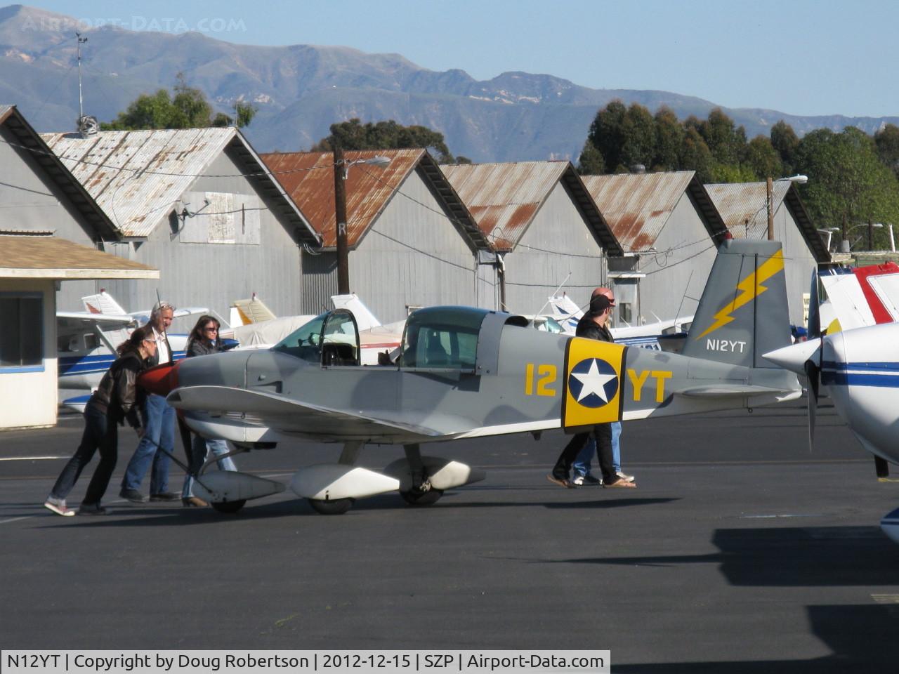 N12YT, 1972 American Aviation AA-1A Trainer C/N AA1A-0376, 1972 American Aviation AA-1A TR2, Lycoming O-235 108 Hp, spotting to transient ramp