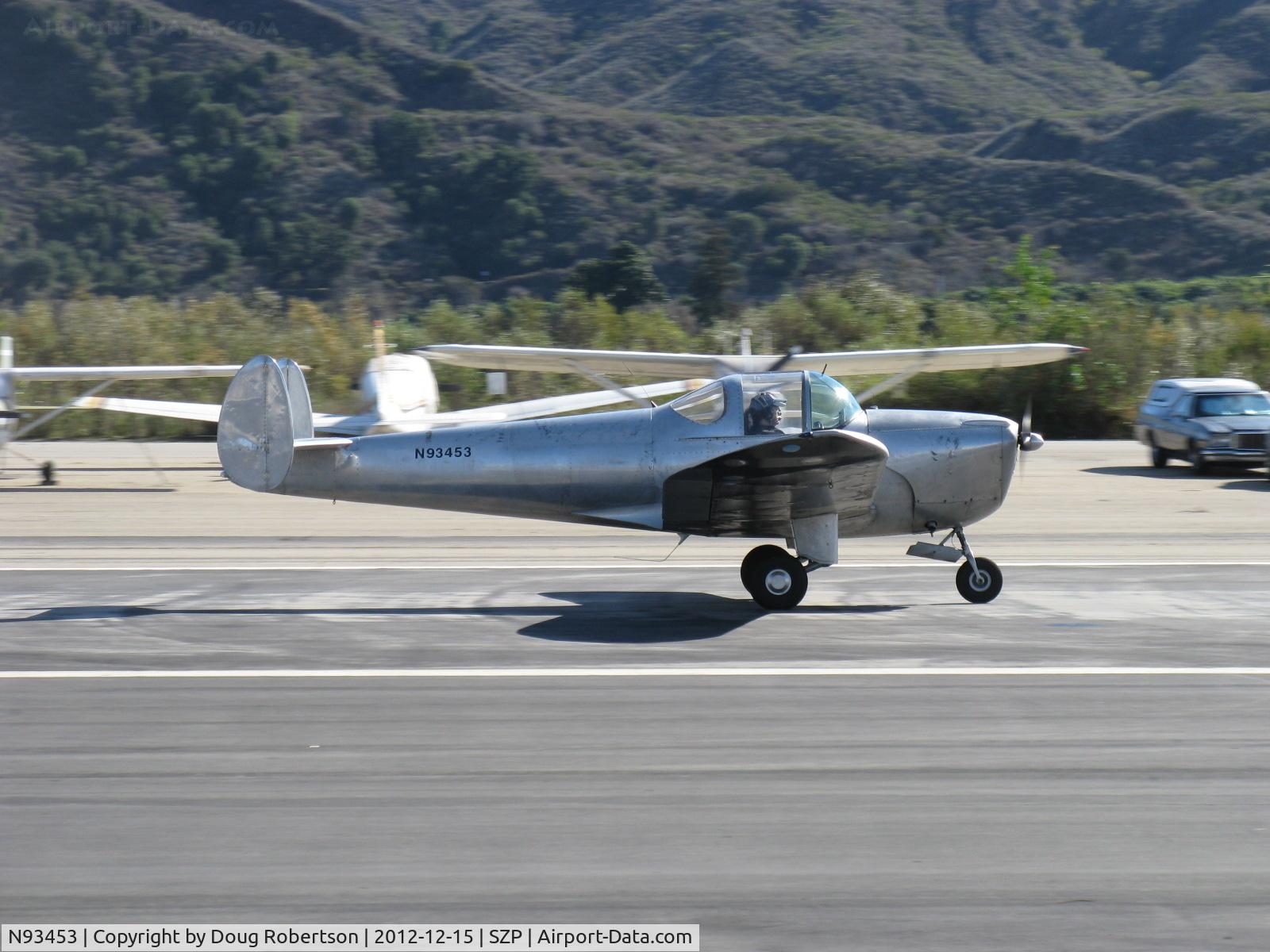 N93453, 1946 Erco 415C Ercoupe C/N 776, 1946 ERCO Ercoupe 415-C, Continental A&C75 75 Hp, takeoff roll Rwy 22