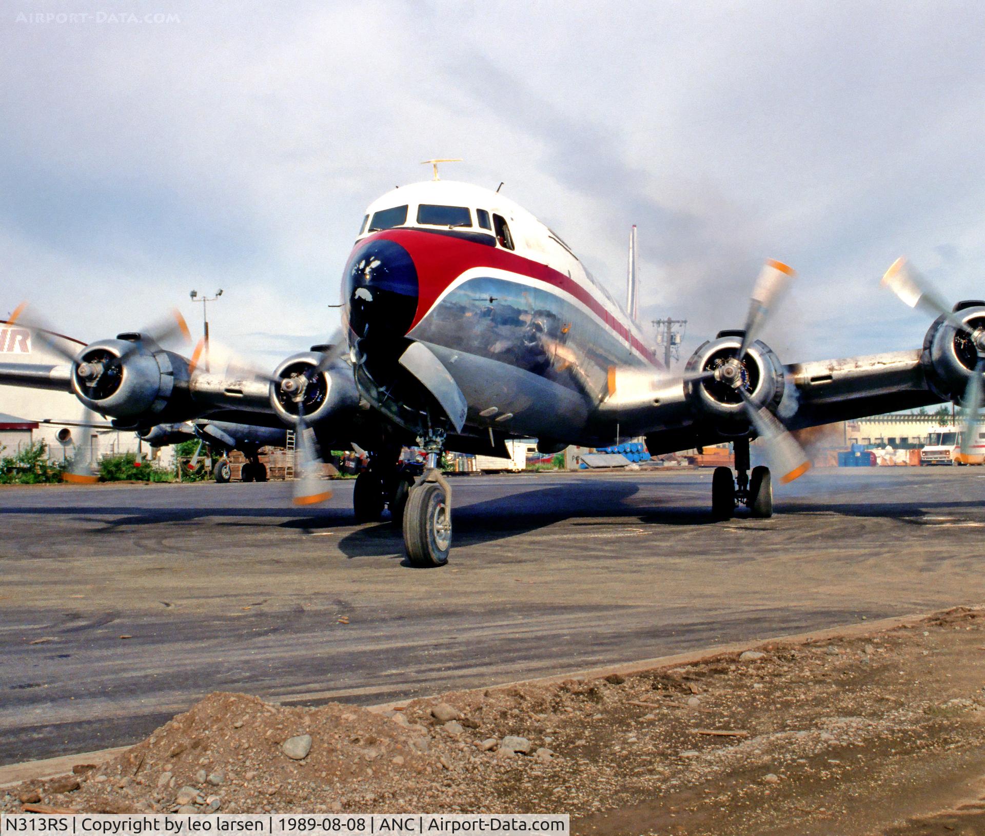 N313RS, 1955 Douglas C-118A Liftmaster (DC-6A) C/N 44663/630, ANC Anchorage  8.8.89 c/n 44663/630 Northern Air Cargo