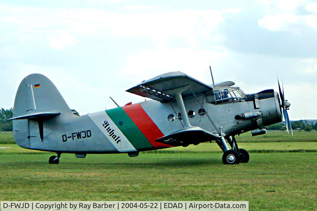 D-FWJD, 1969 Antonov An 2 C/N 1G98-51, Antonov An-2T [1G98-51] Dessau~D 22/05/2004