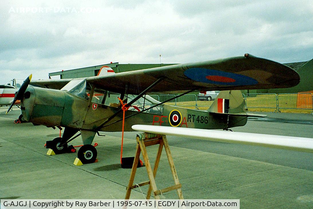 G-AJGJ, 1944 Taylorcraft J Auster 5 C/N 1147, AJGJ   Auster AOP.5 [1147] RNAS Yeovilton~G 15/07/1995. Wears military serial.