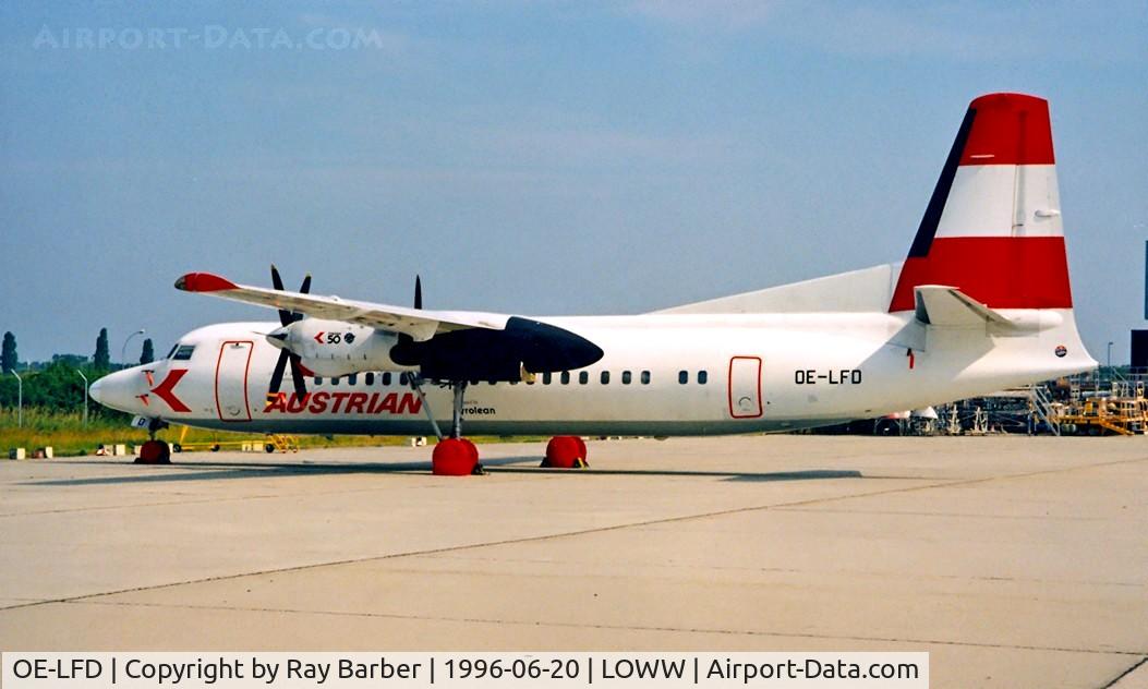 OE-LFD, 1989 Fokker 50 C/N 20144, Fokker F-50 [20144] (Austrian Airlines) Vienna - Schwechat~OE 20/06/1996
