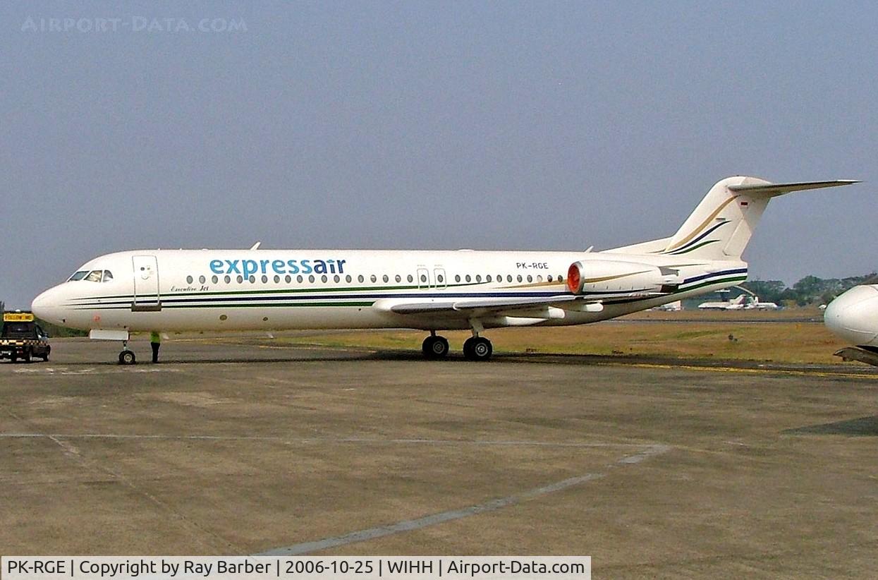 PK-RGE, 1993 Fokker 100 (F-28-0100) C/N 11445, Fokker F-100 [11445] (Expressair) Jakarta-Halim~PK 25/10/2006