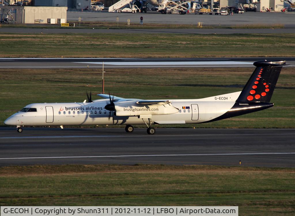 G-ECOH, 2008 De Havilland Canada DHC-8-402Q Dash 8 C/N 4221, Backtracking rwy 32L to the Terminal...