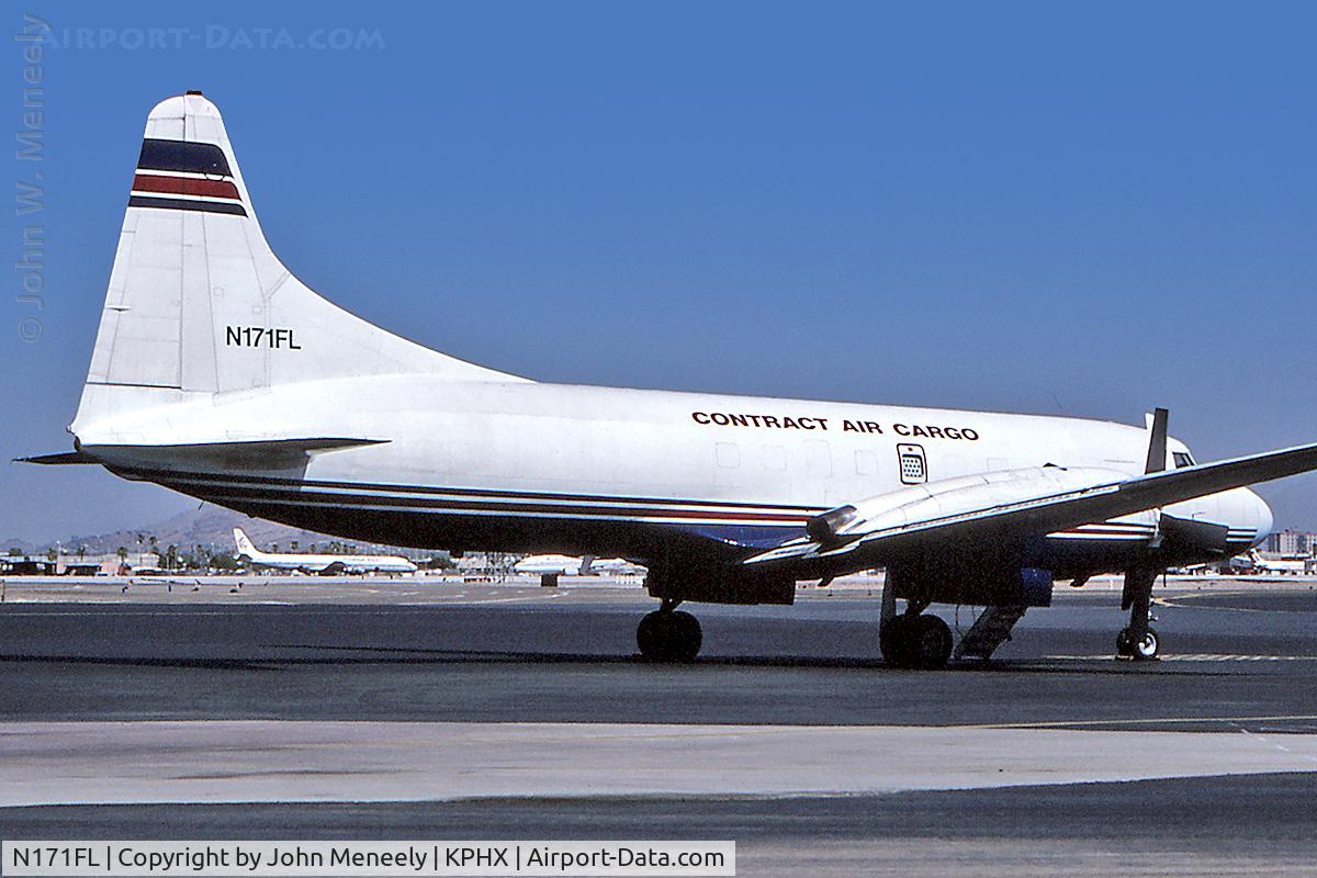 N171FL, 1956 Convair 580 C/N 318, Contract Air Cargo at PHX in Nov. 1998