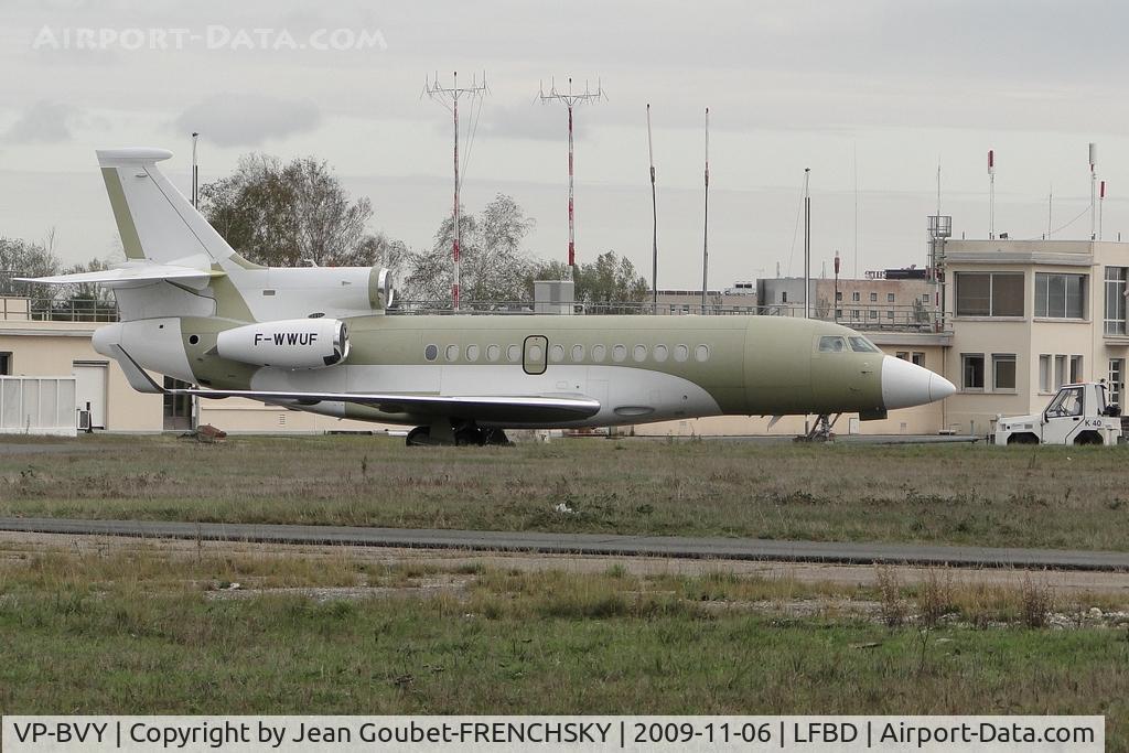 VP-BVY, 2007 Dassault Falcon 7X C/N 009, F-WWUF, now Artisona Shipping Ltd