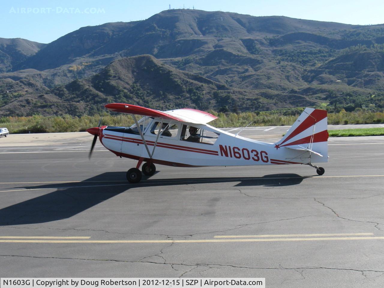 N1603G, 1968 Champion 7ECA Citabria C/N 609, 1968 Champion 7ECA CITABRIA, Lycoming O-235 115 Hp, taxi to Rwy 22, dual instruction flight