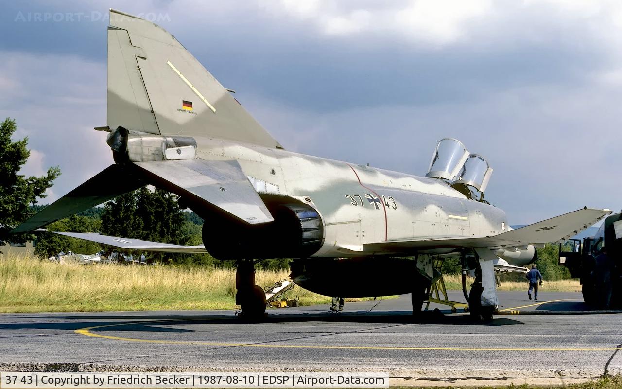 37 43, 1972 McDonnell Douglas F-4F Phantom II C/N 4454, transient at Fliegerhorst Pferdsfeld