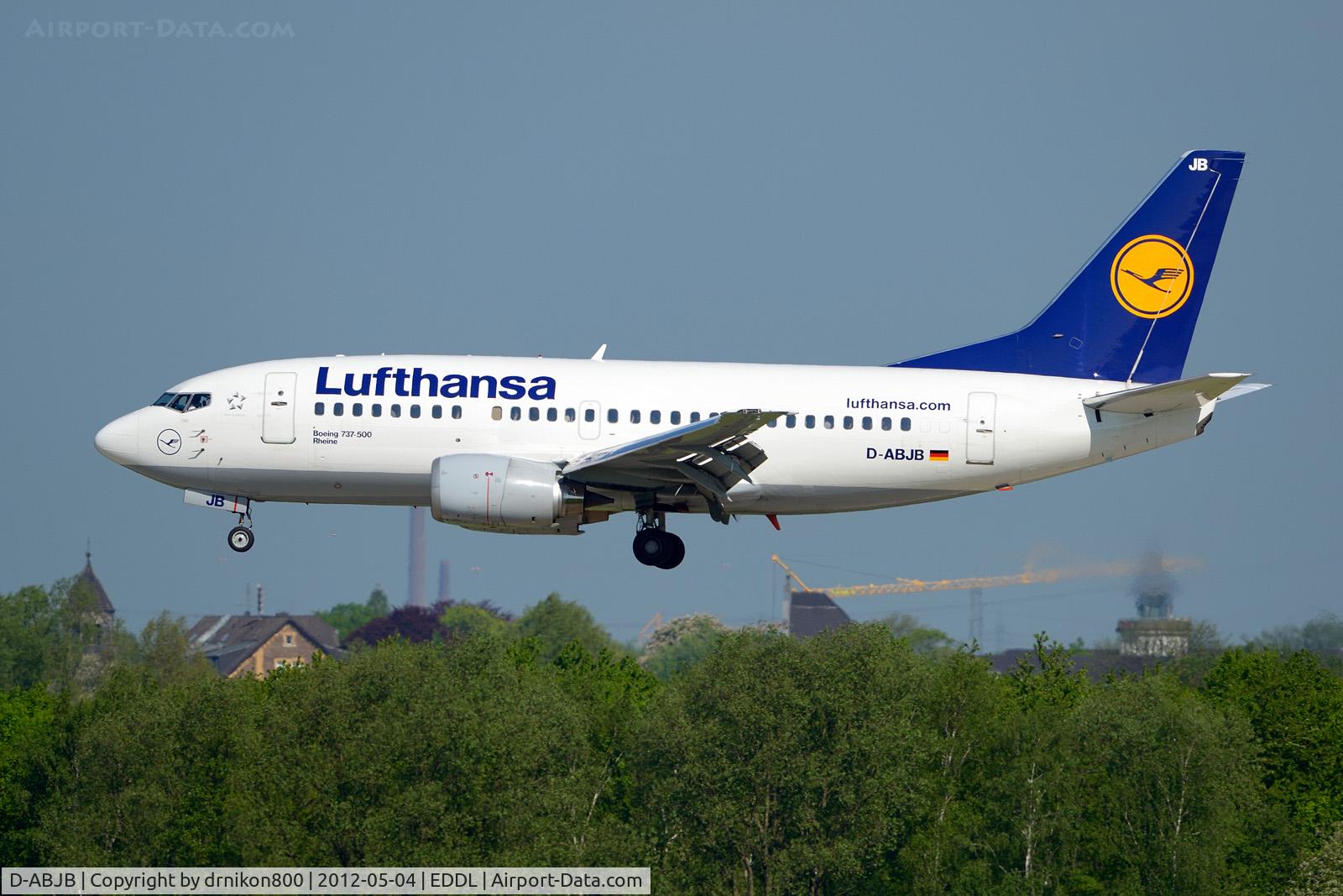 D-ABJB, 1991 Boeing 737-530 C/N 25271, landing, near visitor terrace at airport station