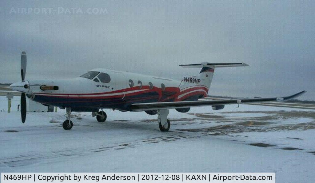 N469HP, 2009 Pilatus PC-12/47E C/N 1150, Pilatus PC-12 resting at the fuel pumps. I only had my cell phone on hand this day, which resulted in a lower image quality.