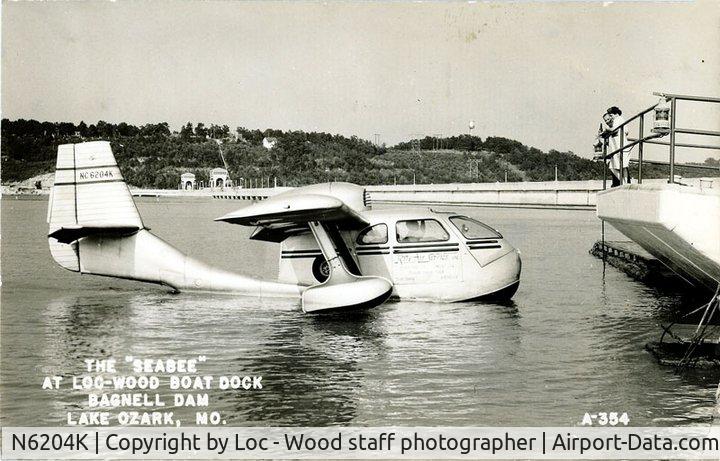 N6204K, 1947 Republic RC-3 Seabee C/N 404, From a Lake of the Ozarks, MO postcard..    from the late 1940s.