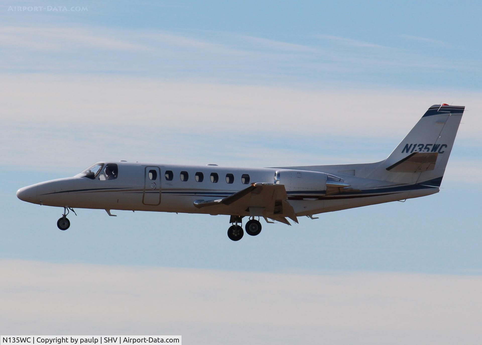 N135WC, 1994 Cessna 560 Citation Ultra C/N 560-0261, Landing at Shreveport Regional.