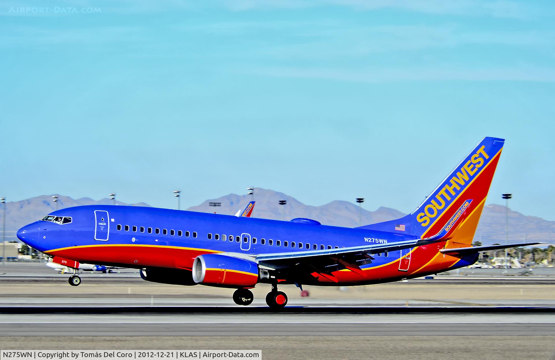 N275WN, 2007 Boeing 737-7H4 C/N 36153, N275WN Southwest Airlines Boeing 737-7H4 (cn 36153/2256)

- Las Vegas - McCarran International (LAS / KLAS)
USA - Nevada, December 21, 2012
Photo: Tomás Del Coro