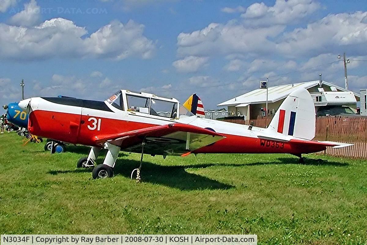 N3034F, De Havilland DHC-1 Chipmunk T.10 C/N C1/0291, DHC-1 Chipmunk 22 [C1/0291] Oshkosh-Wittman Regional Airport~N 30/07/2008