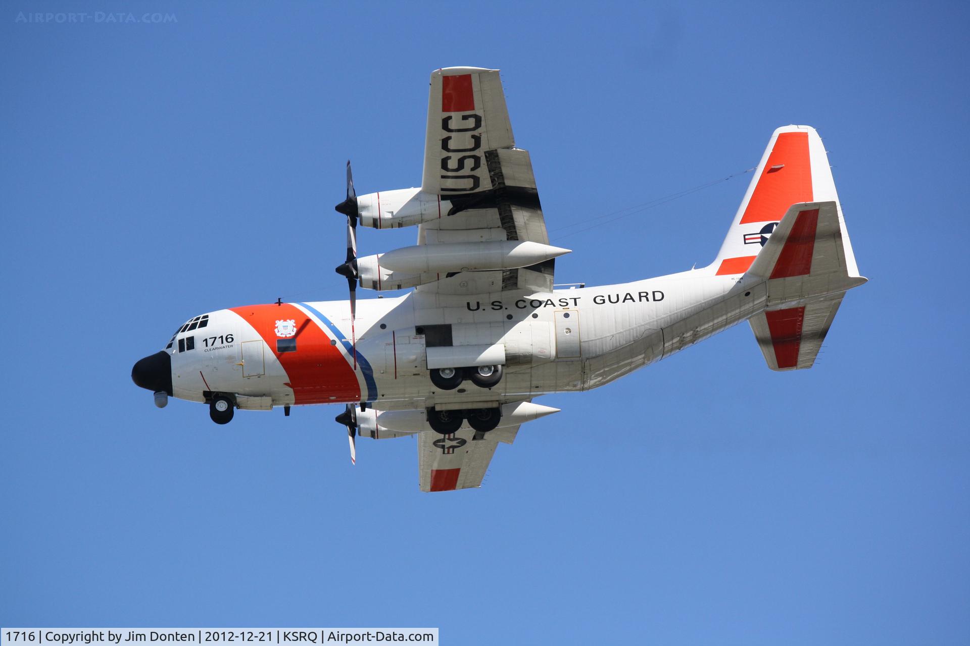 1716, 1985 Lockheed HC-130H Hercules C/N 382-5023, USCG Clearwater 1716 arrives at Sarasota-Bradenton International Airport