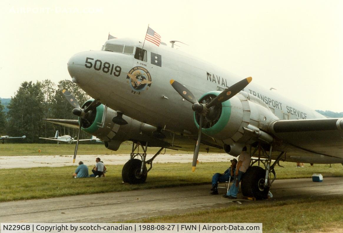 N229GB, 1944 Douglas C-47B-20-DK (R4D-6Z/DC-3) C/N 26874, Douglas DC3C 1830-94, N229GB, at the 1988 Sussex New Jersey Air Show, Sussex, NJ