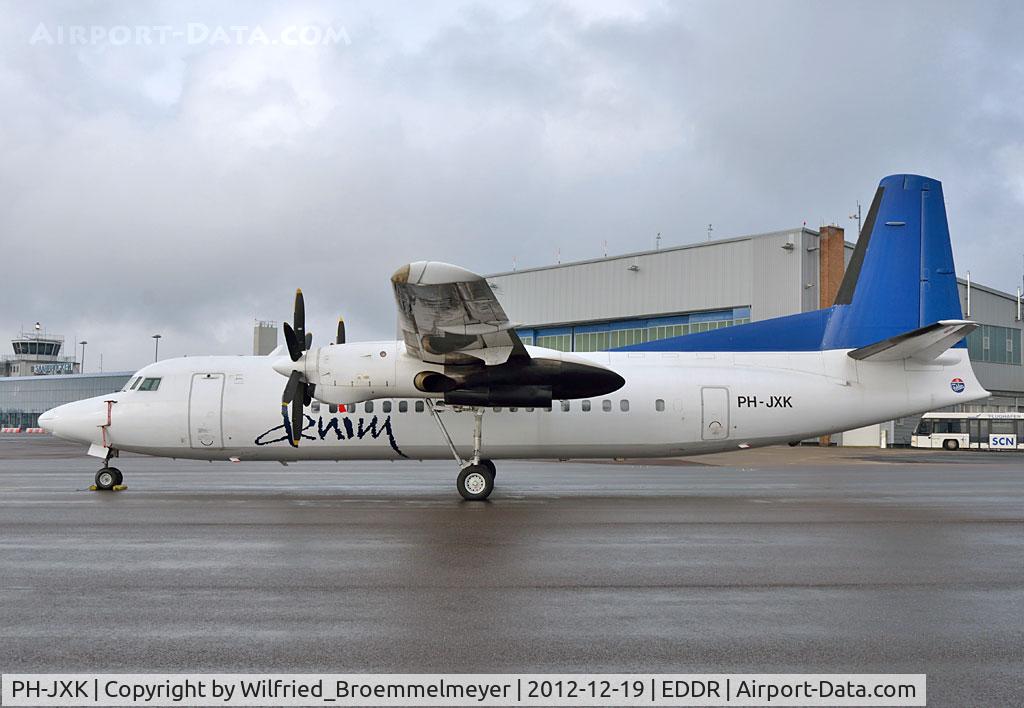 PH-JXK, 1991 Fokker 50 C/N 20233, This aircraft was in for some maintenance work at OLT Express Technics. We are able to do maintenance on Fokker 50; Fokker 100 and ATR 42/72.
