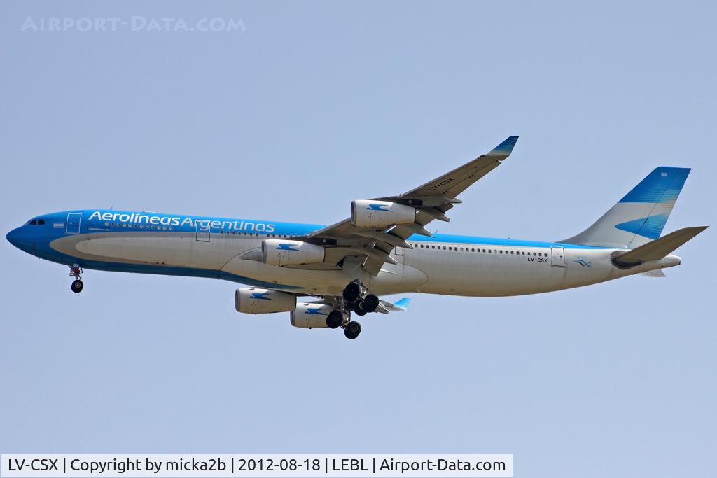 LV-CSX, 2000 Airbus A340-313X C/N 373, Landing