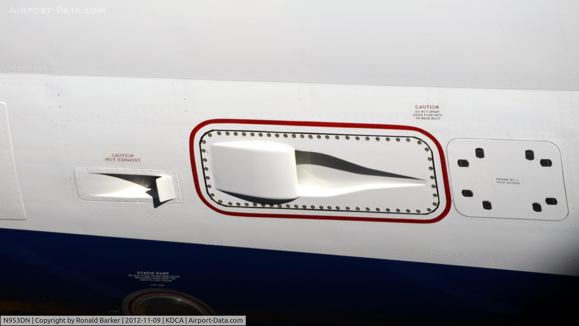 N953DN, 1996 McDonnell Douglas MD-90-30 C/N 53523, Side vent N953DN DCA VA
