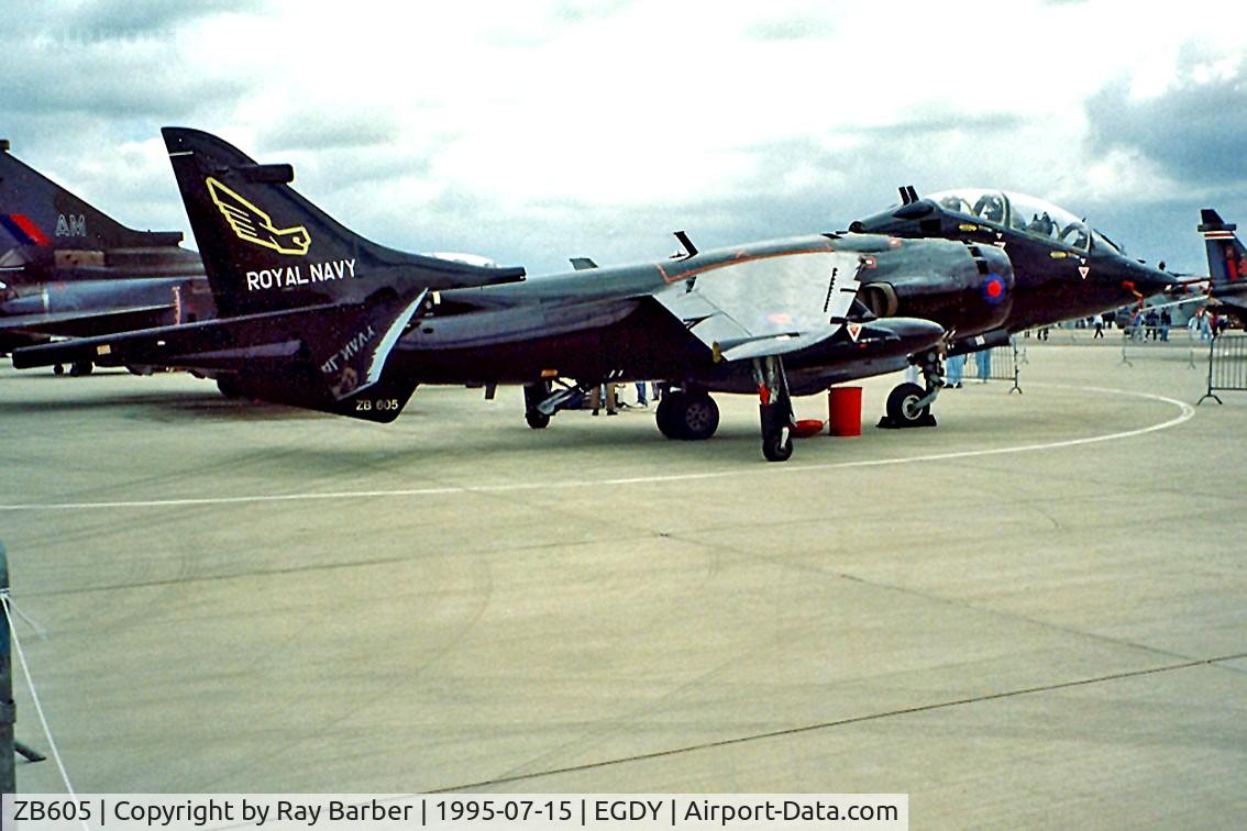 ZB605, 1994 British Aerospace Harrier T.8 C/N 212037, BAe Systems Harrier T.8 [41H-212037] (Royal Navy) RNAS Yeovilton~G 15/07/1995 Written off at Wittering~G 2002-12-05.