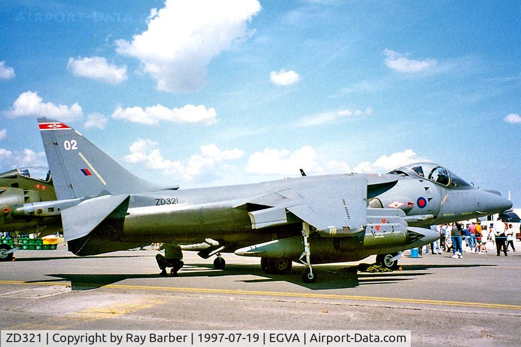 ZD321, 1988 British Aerospace Harrier GR.7 C/N 512071/P2, BAe Systems Harrier GR.7 [41H-512071/P02] (RAF) RAF Fairford~G 19/07/1997. Coded *02*.