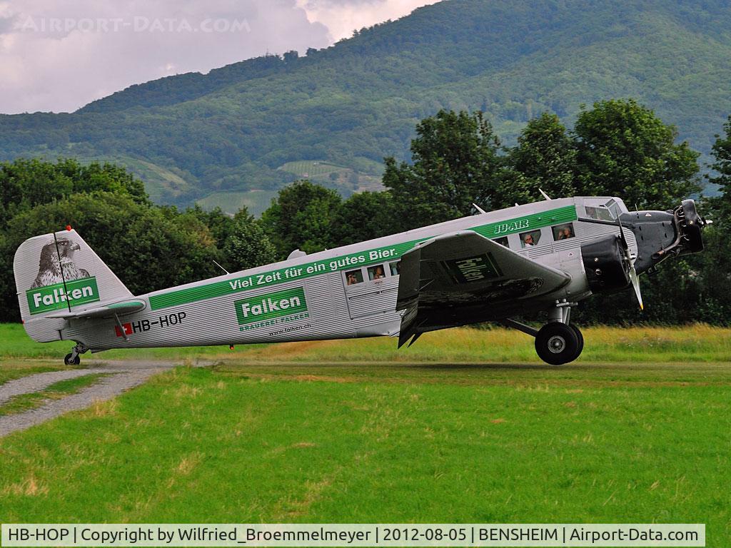 HB-HOP, 1939 Junkers Ju-52/3m g4e C/N 6610, Touchdown at Bensheim Airfield.