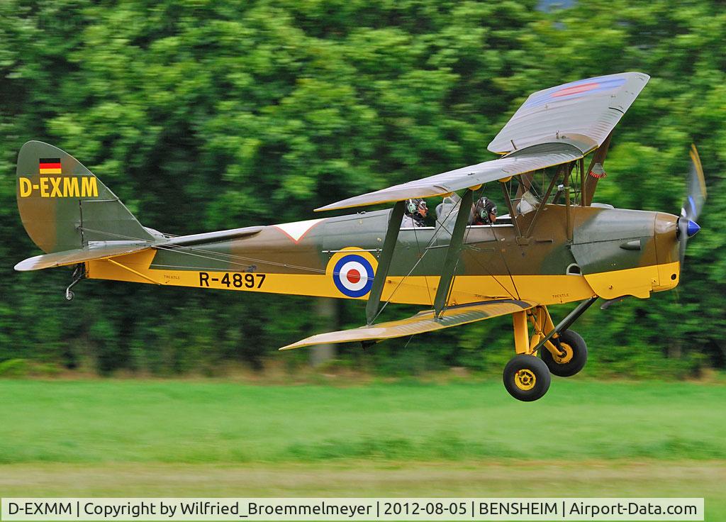 D-EXMM, 1939 De Havilland DH-82A Tiger Moth II C/N 82814, Short before touchdown at Bensheim Airfield.