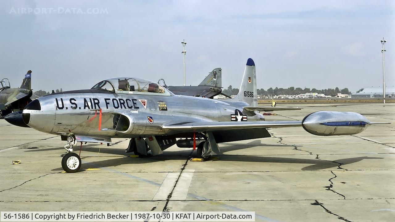 56-1586, 1956 Lockheed T-33A-1-LO Shooting Star C/N 580-9936, flightline at Fresno Yosemite International Airport