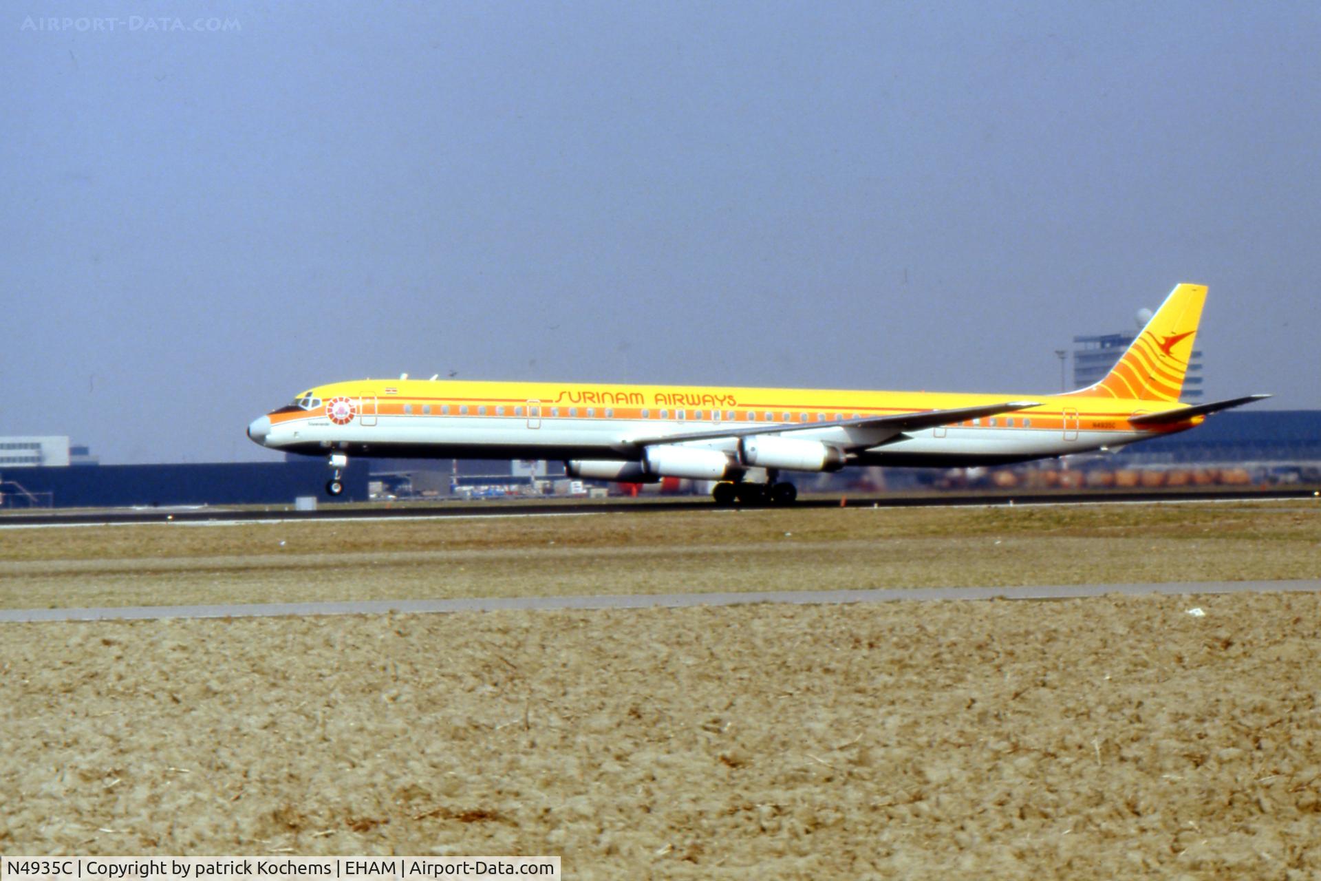 N4935C, 1968 Douglas DC-8-63 C/N 45931, Departure DC 8 Surinam Airways Amsterdam schiphol-Airport