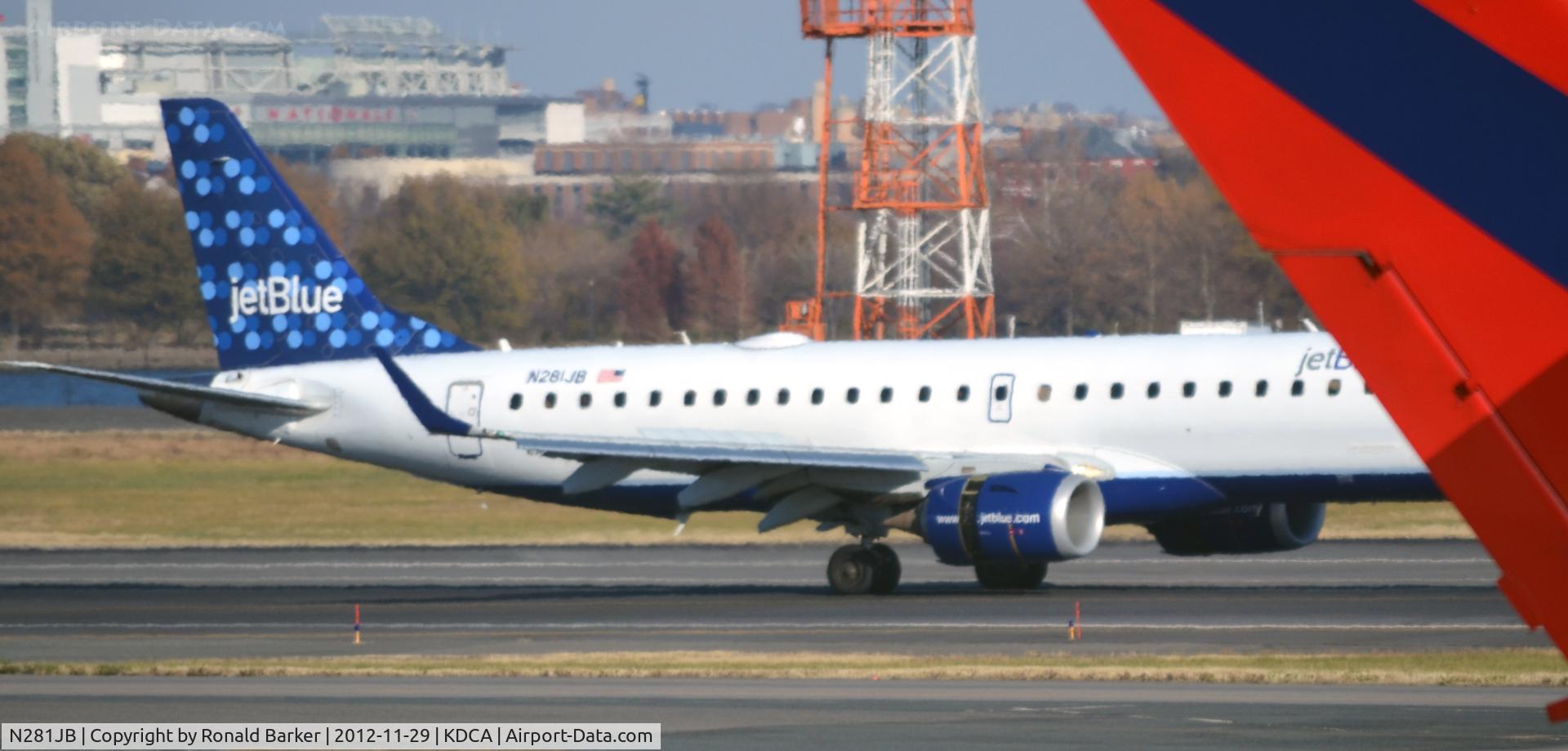 N281JB, 2007 Embraer 190AR (ERJ-190-100IGW) C/N 19000103, Landing DCA