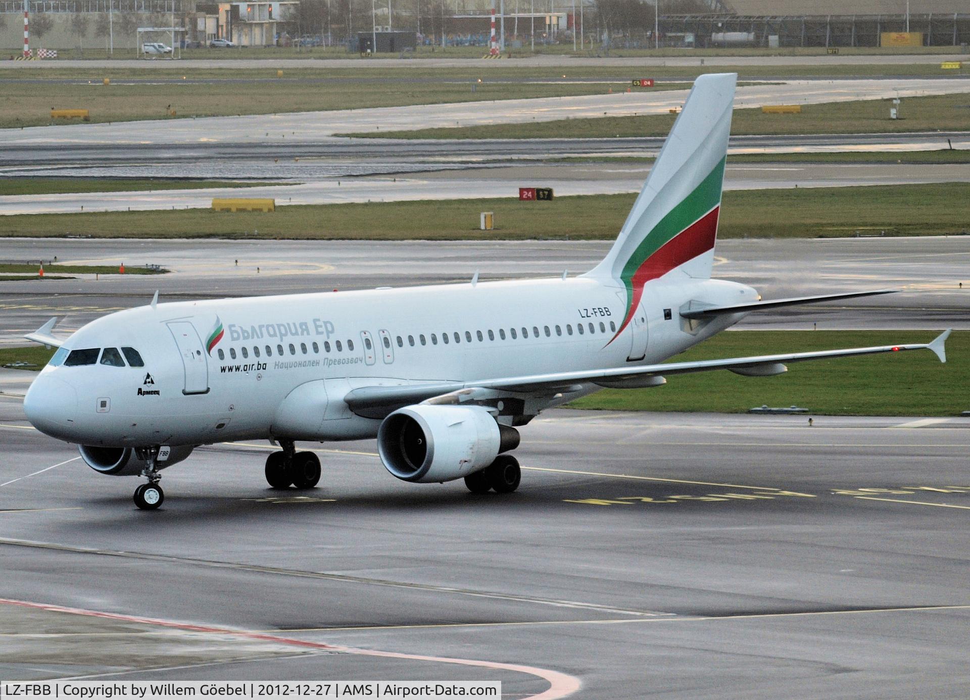LZ-FBB, 2007 Airbus A319-112 C/N 3309, Taxi to the gate of Amsterdam Airport
