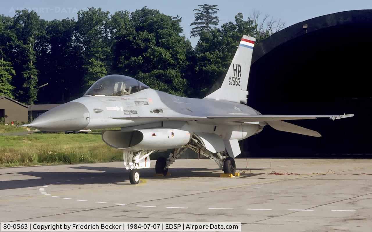 80-0563, 1980 General Dynamics F-16A Fighting Falcon C/N 61-284, static display