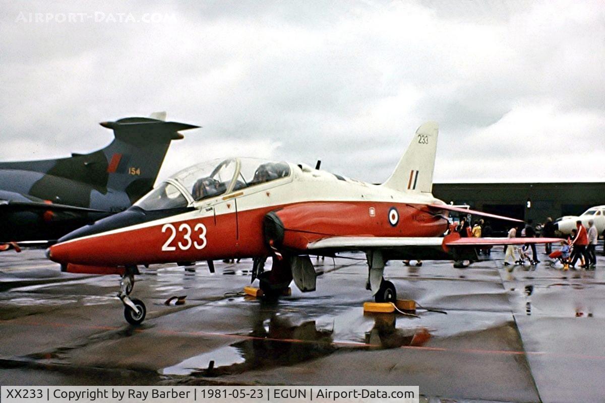 XX233, 1978 Hawker Siddeley Hawk T.1 C/N 069/312069, BAe Systems Hawk T.1 [312069] (RAF) RAF Mildenhall~G 23/05/1981. Image taken from a slide. Seen here prior to joining the Red Arrow's and written off after colliding with XX253at Hereklion Crete Greece 2010-03-23