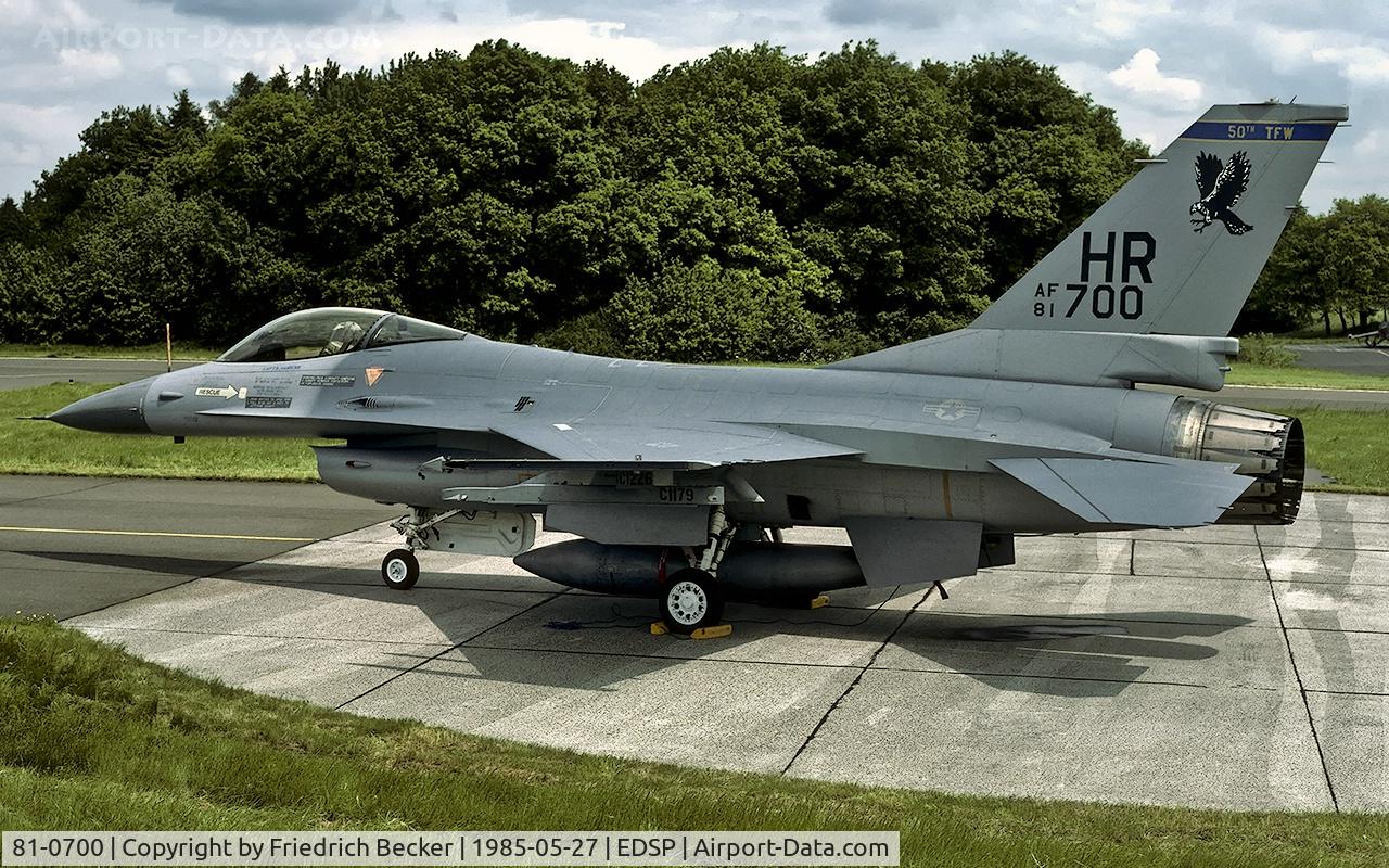 81-0700, 1981 General Dynamics F-16A Fighting Falcon C/N 61-382, static display